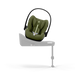 Cybex Cloud 3 Plus turvakaukalo värissä Moss Green. Kuvattuna kiinni jalustassa.