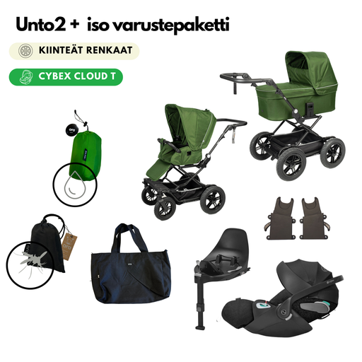 Unto2 kiinteillä renkailla starttipaketti CLoud T kaukalolla ja lisävarusteilla