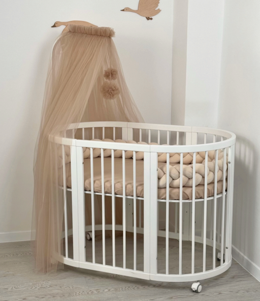 Hiekka värinen katosverho Ora Kielo ja Kanerva pinnasänkyihin