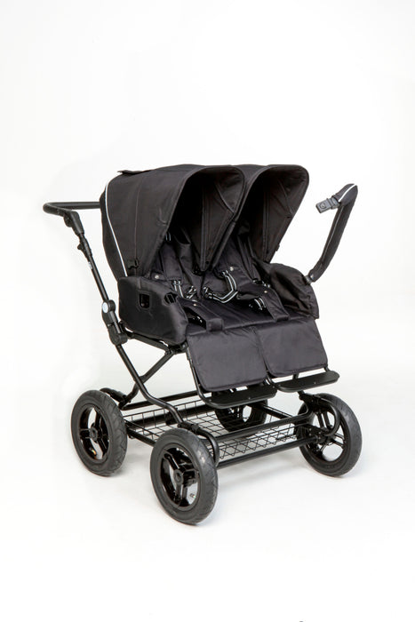 Ora Sisu kaksostenrattaat / sisarusrattaat kiinteillä renkailla puuhiilen värisenä