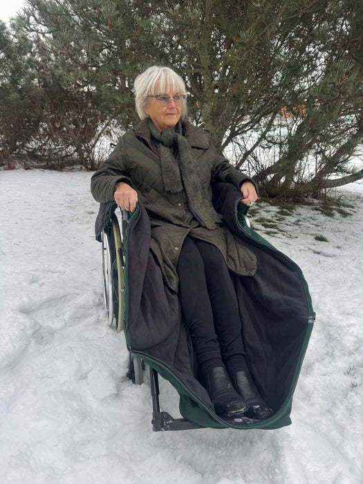 Pyörätuolin lämpöpussi auki