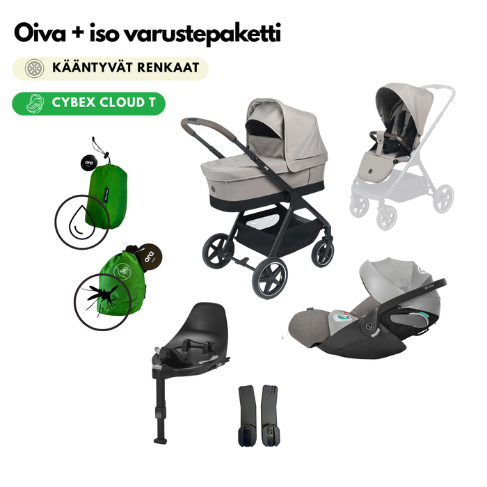 Iso Oiva starttipaketti (Yhdistelmävaunut, Cloud T PLUS-kaukalo, jalusta ja tarvikkeet)