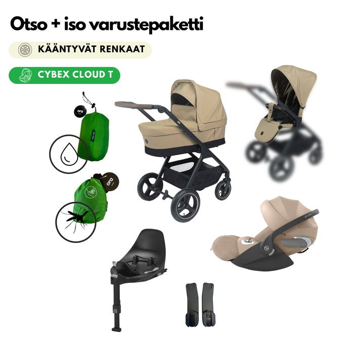 Iso Otso yhdistelmävaunut -starttipaketti (+ Cybex Cloud T PLUS-kaukalo ja tarvikkeet)
