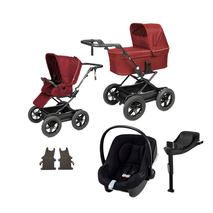 Starttipaketti Ora Unto2 -yhdistelmävaunut kiinteillä renkailla (Yhdistelmävaunut, Cybex Aton B2 -turvakaukalo, jalusta, adapterit)